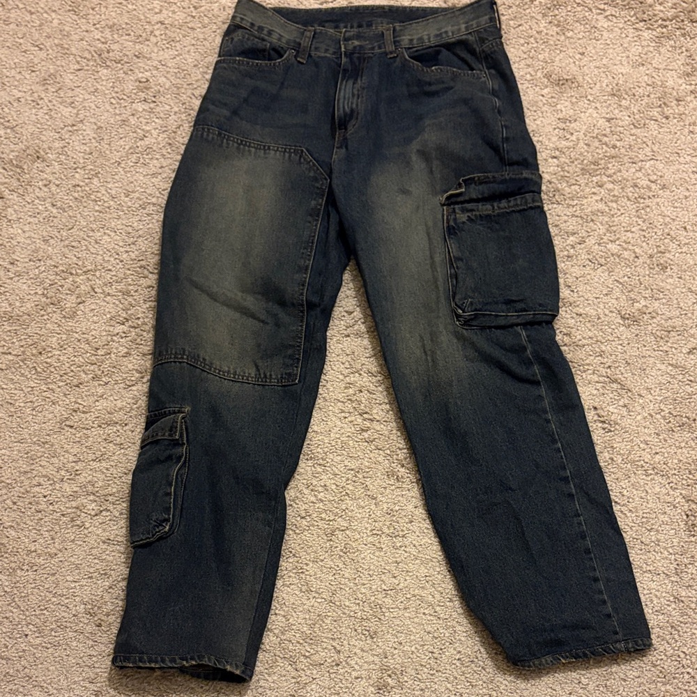 Dark Blue Cargo Jeans
